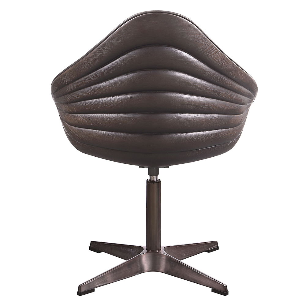 Pipino - Accent Chair With Swivel - Antique Ebony Top Grain Leather