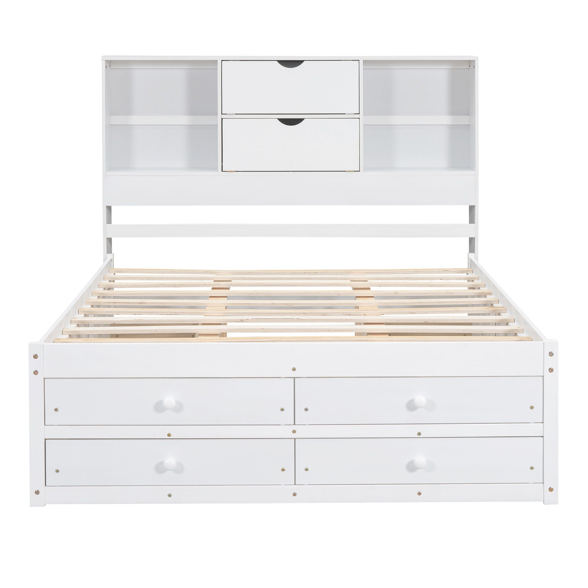 Platform Bed With Storage Headboard And 8 Drawers