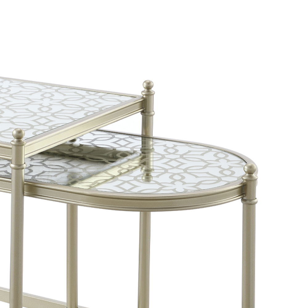 ACME Zaba - Nesting Table - Glass Top & Silver | Meri Furniture