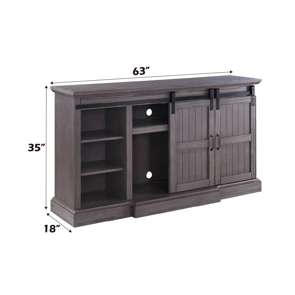 Admon - TV Stand With Fireplace - Gray Oak