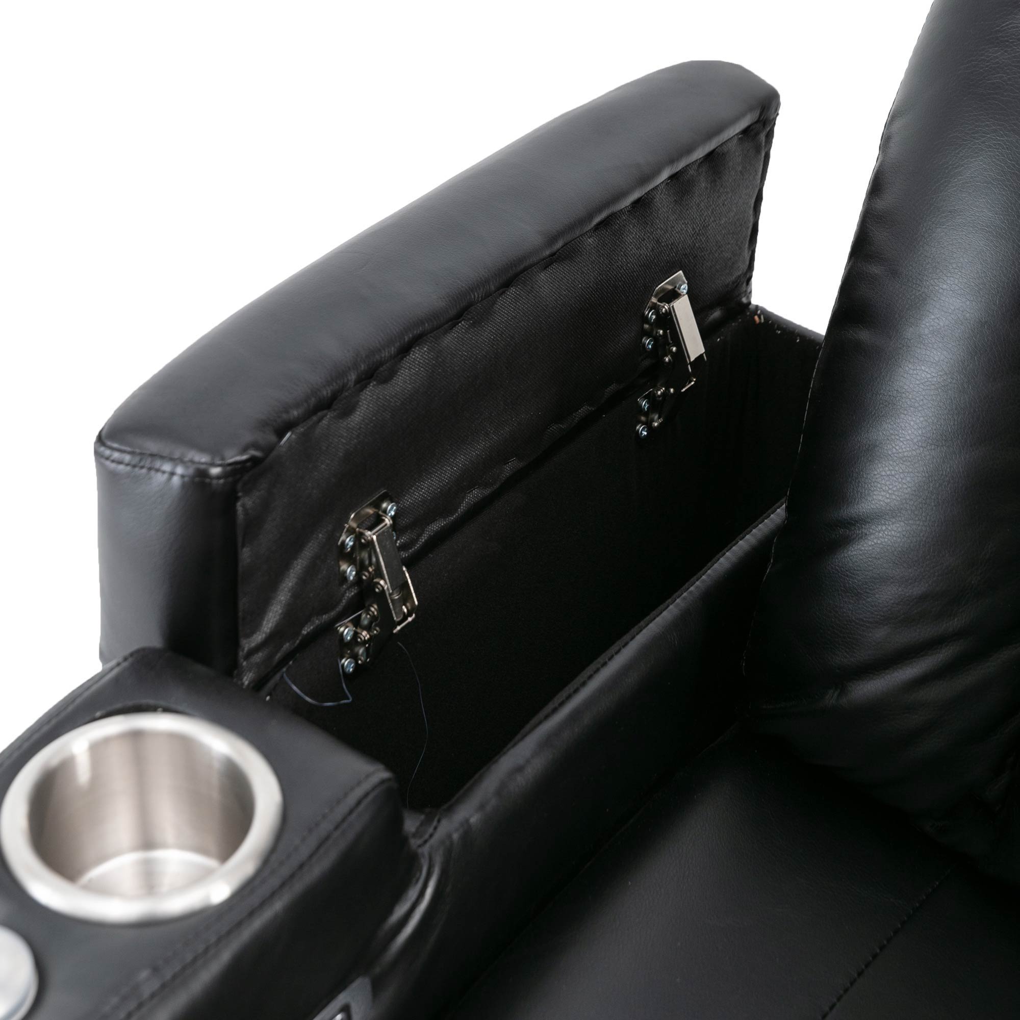 Premium Power Recliner & Storage Arms, Cupholders, Swivel Tray Table And Cell Phone Stand - Black