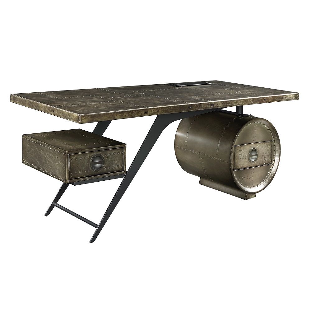 ACME Brancaster - Executive Writing Desk With USB - Bronze | Meri Furniture