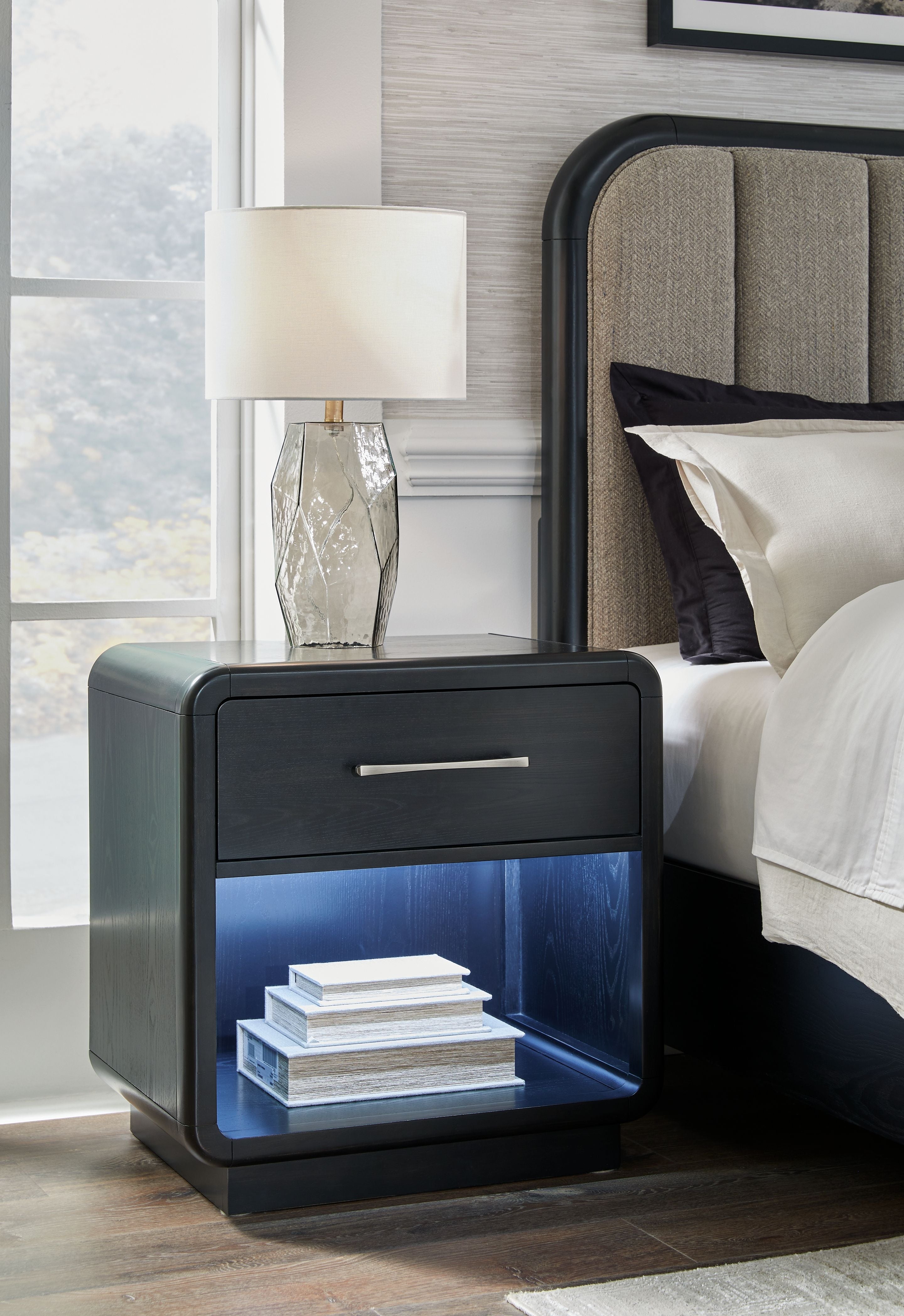 Signature Design by Ashley® Rowanbeck - Black - One Drawer Night Stand | Meri Furniture