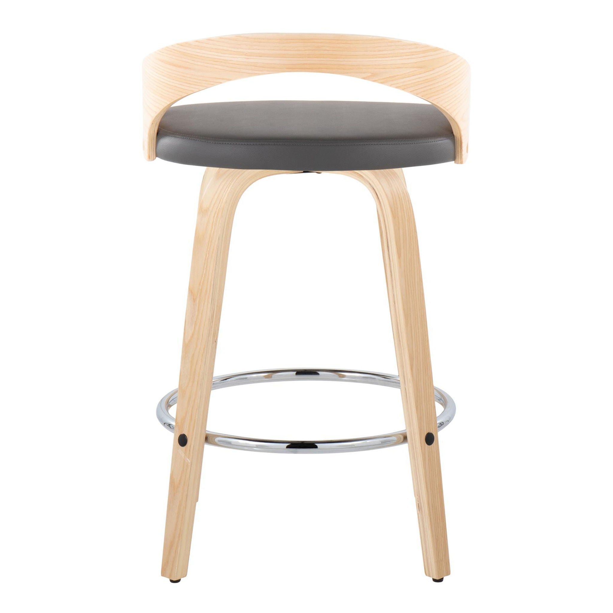 Grotto - Contemporary Fixed Height Counter Stool With Swivel With Round Footrest (Set of 2)