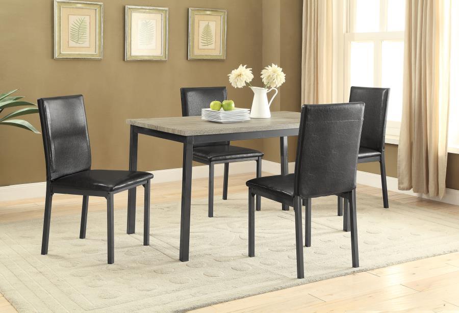 Coaster Fine Furniture Garza - 5-Piece Rectangular Dining Table Set - Black | Meri Furniture