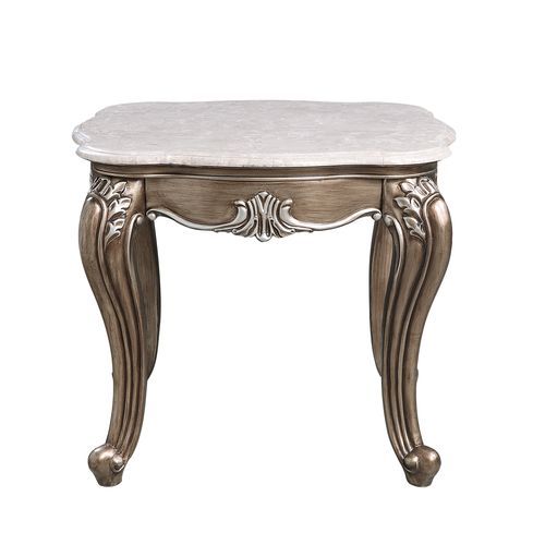 ACME C, Shaped Metal Frame w/Brass Finish, Oval Table Top, Dual Support Legs | Meri Furniture