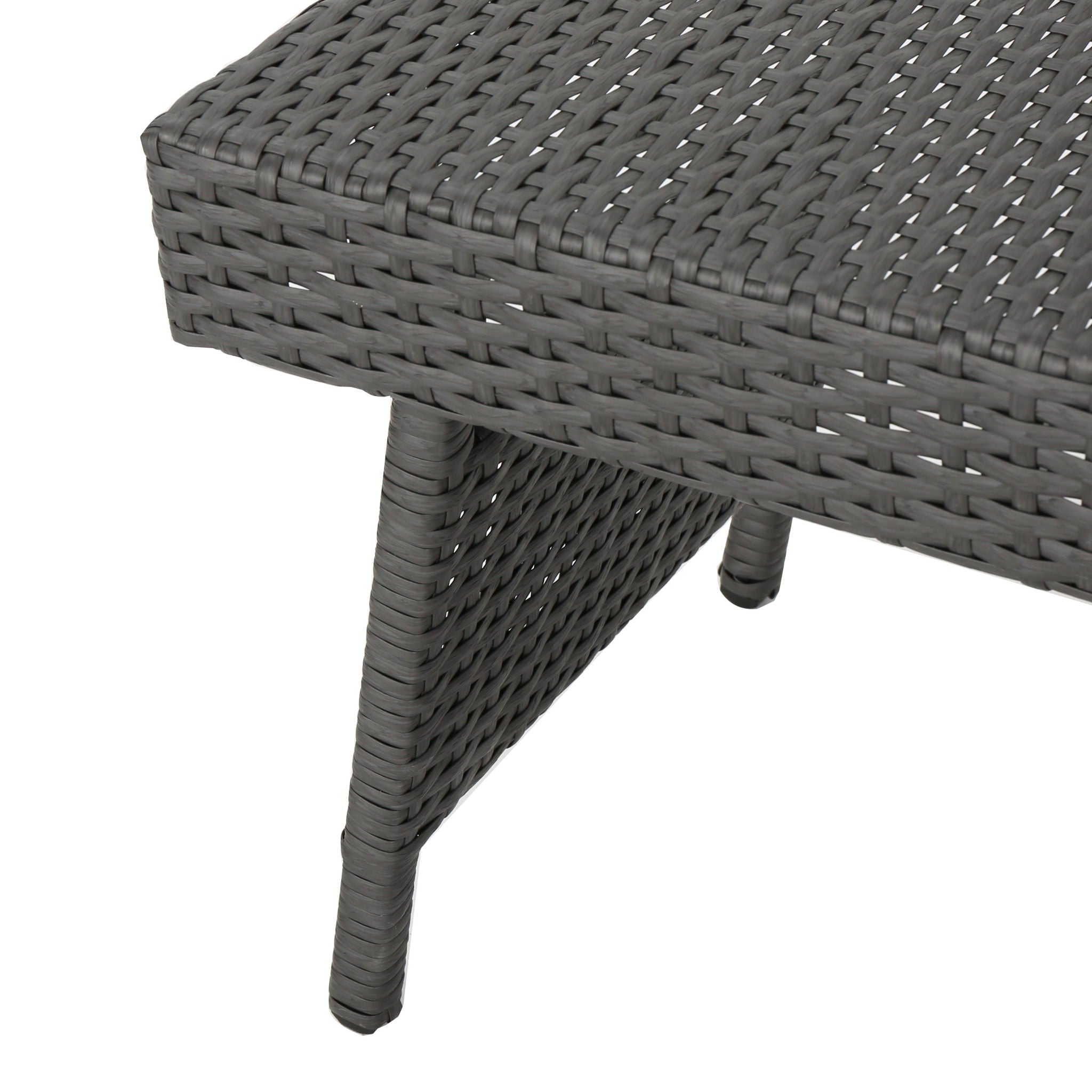 Outdoor Wicker Table With Rectangular Tabletop - Gray