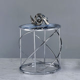 ACME Lyda - End Table - Blue Marble Print & Chrome | Meri Furniture