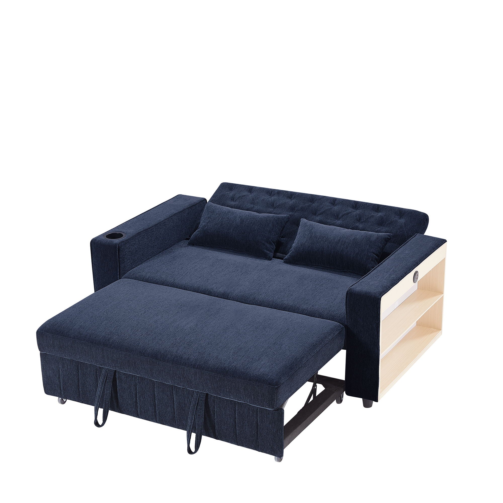 Pull-Out Sofa Bed Convertible Couch With Adjustable Backrest For Living Room
