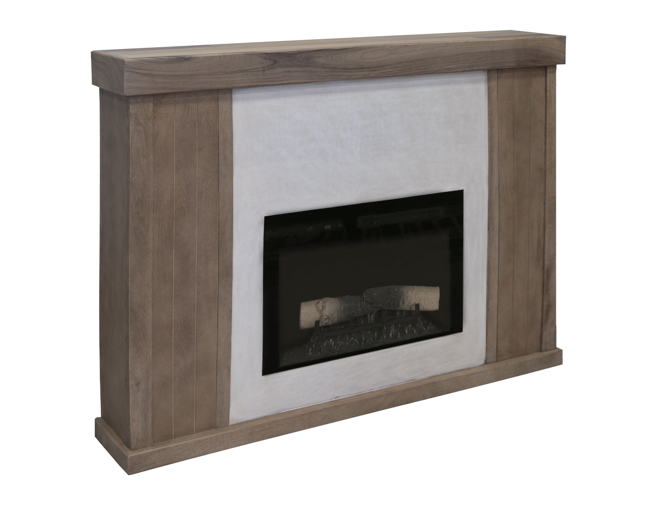 International Furniture Direct Natural Parota - Electric Fireplace - Dark Brown | Meri Furniture