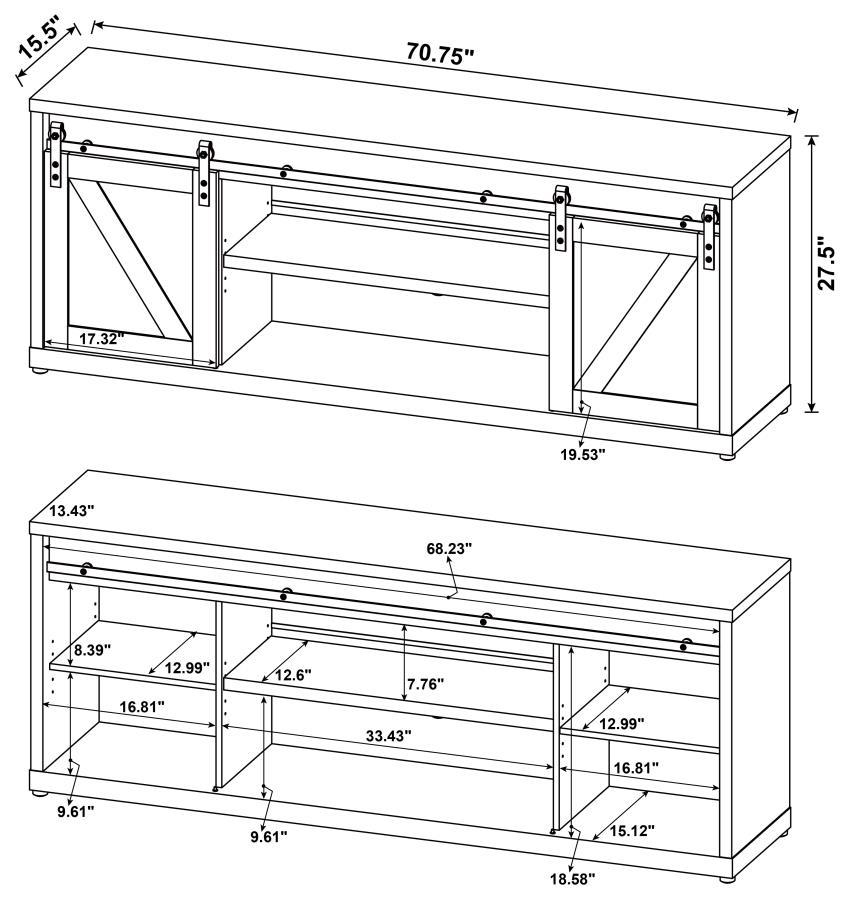 Coaster Fine Furniture Brockton - 3-shelf Sliding Doors TV Console | Meri Furniture