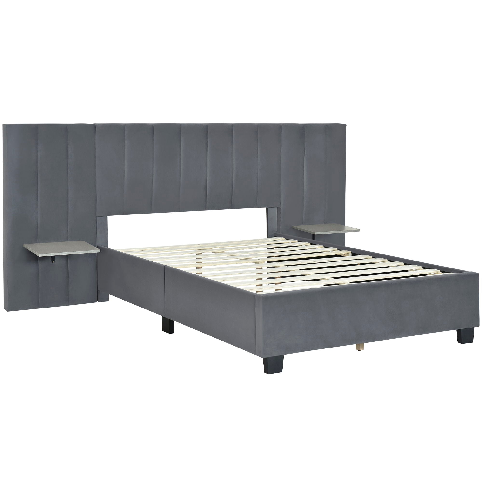 Upholstered Platform Bed With Big Headboard