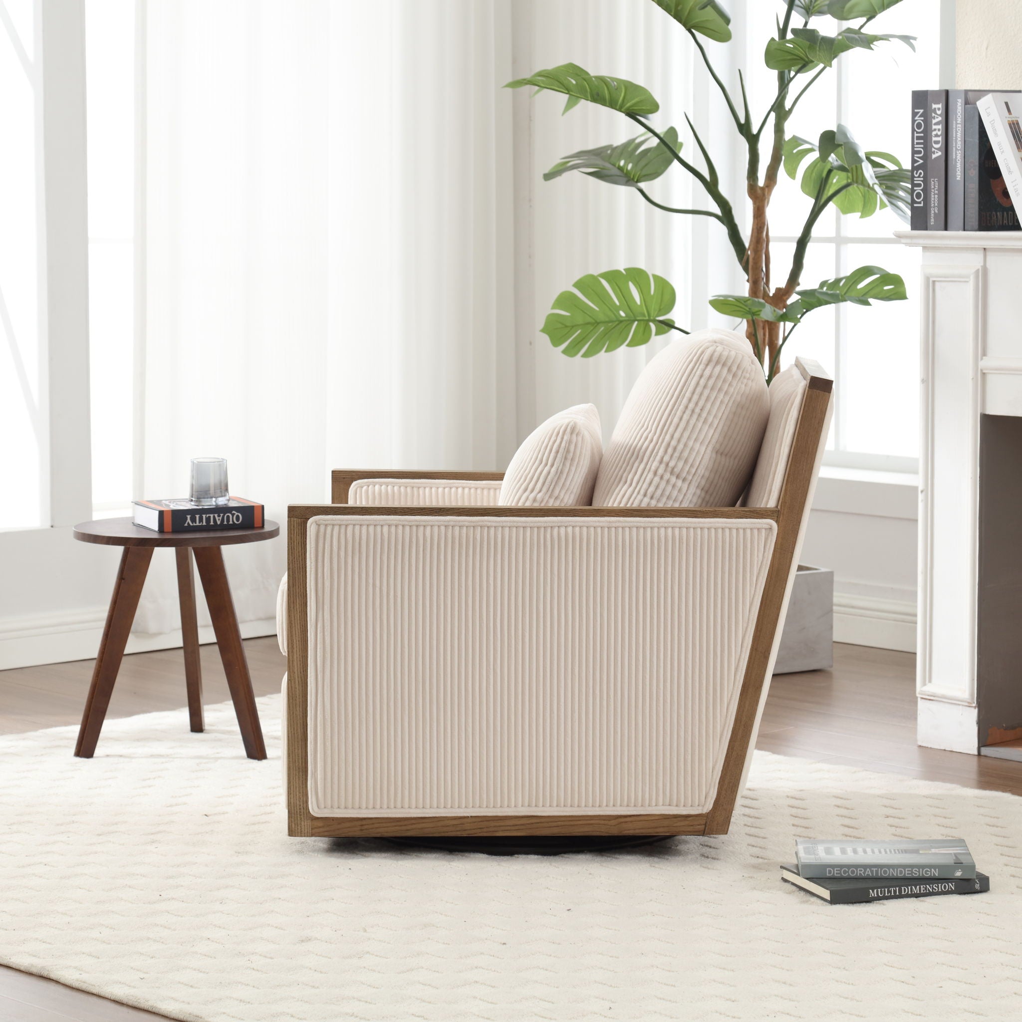 Comfy Accent Barrel Chair, 360 Degree Swivel