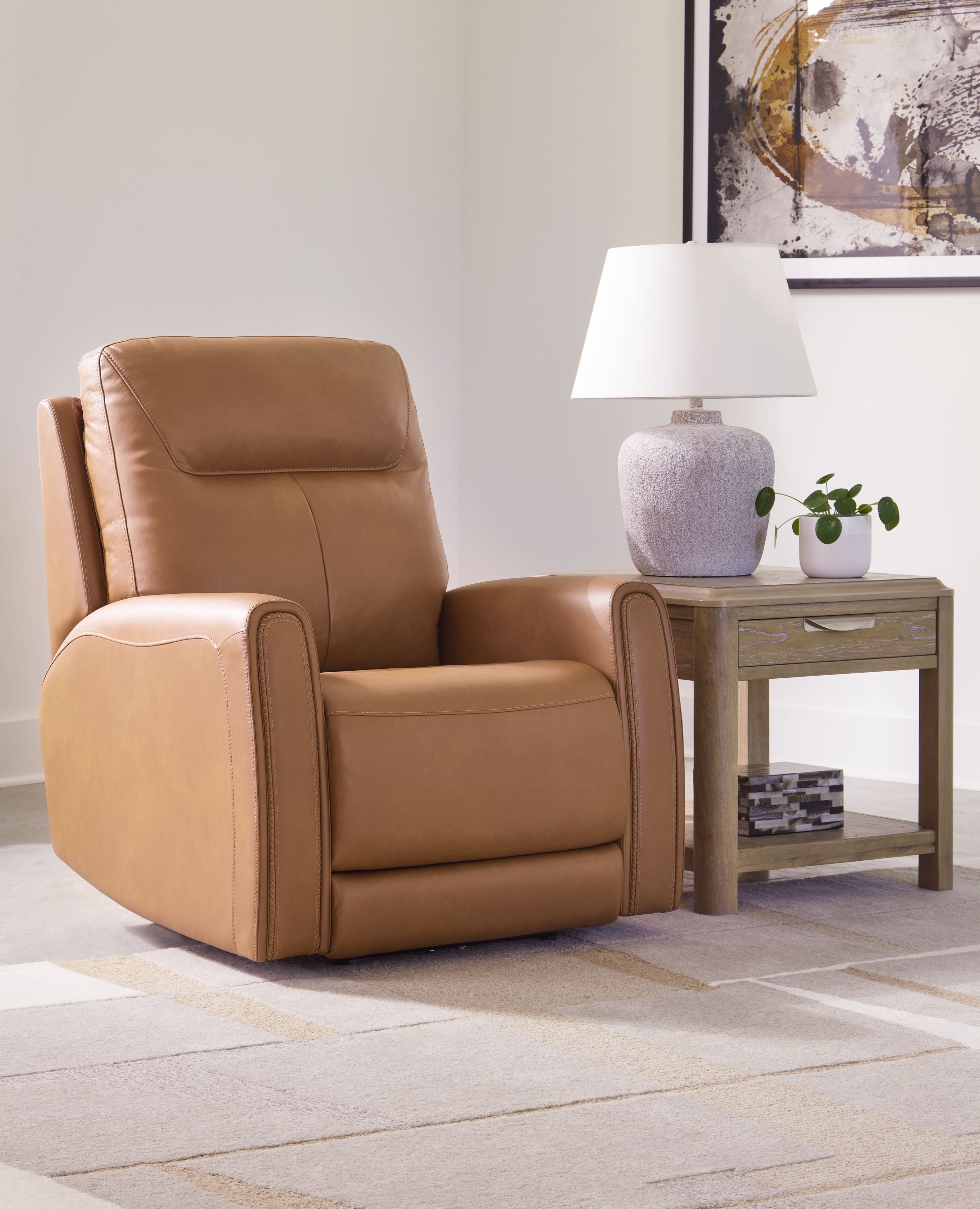 Signature Design by Ashley® Tryanny - Butterscotch - Power Recliner/ Adj Headrest | Meri Furniture