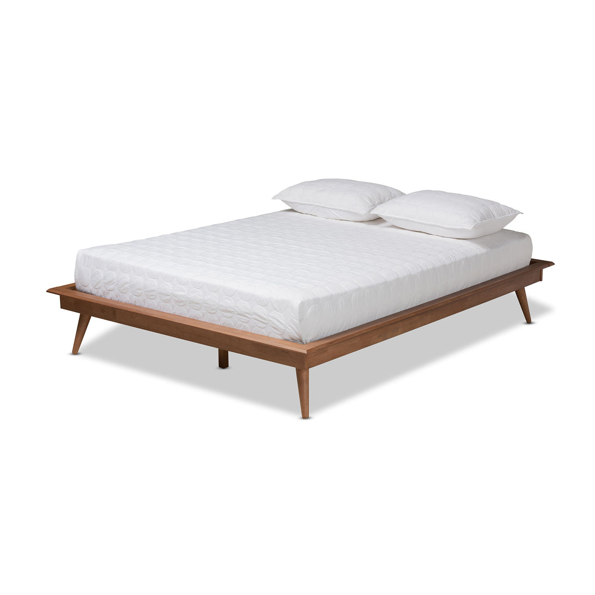 Karine Mid-Century Modern Walnut Brown Finished Wood King Size Platform Bed Frame