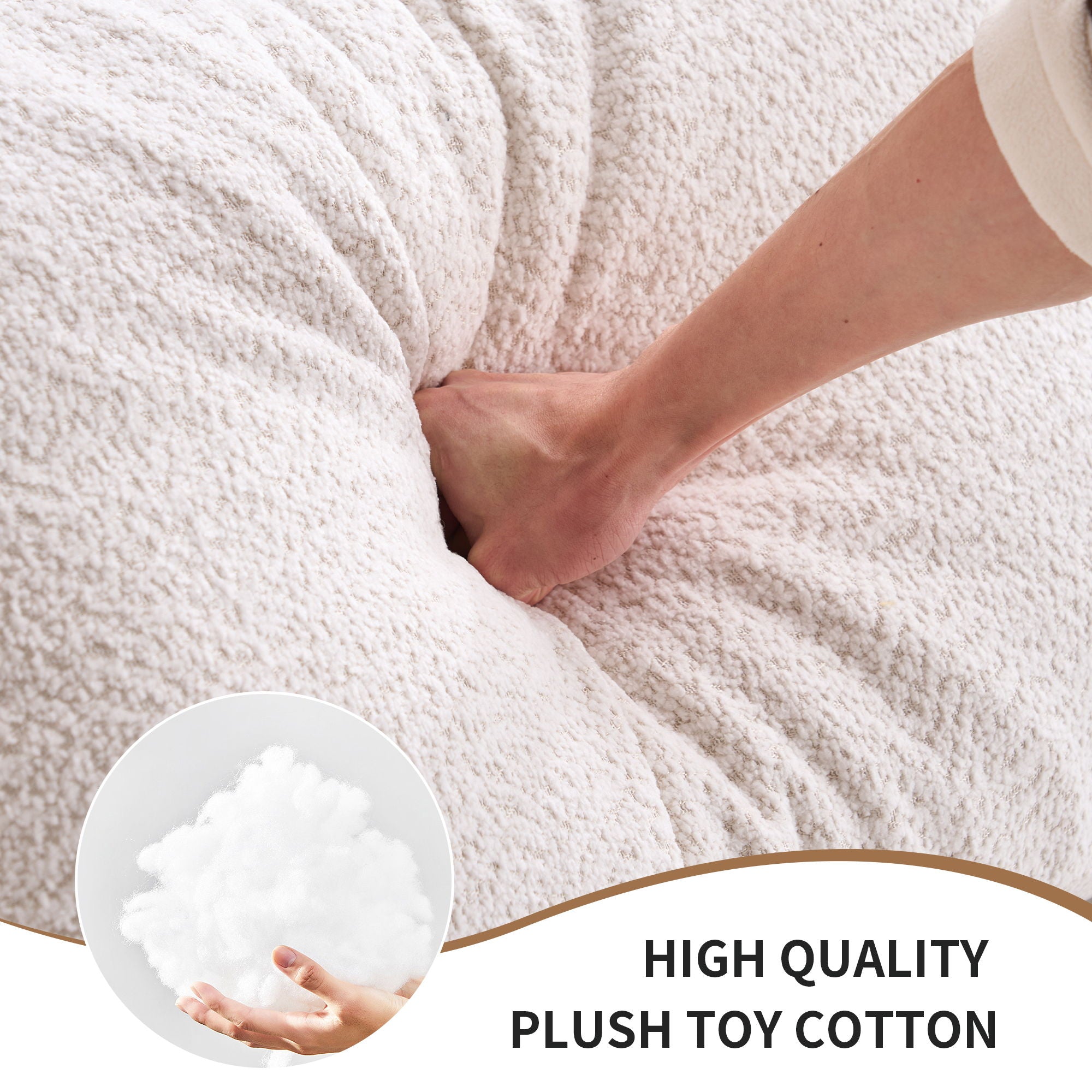 Compression Sofa: 4 Seater Combined Sofa, Crochet Yarn Fabric, Full Sponge Compression Sofa, Combined Sofa With 4 Pillows For Home Living / Home Furniture / Apartment - Beige