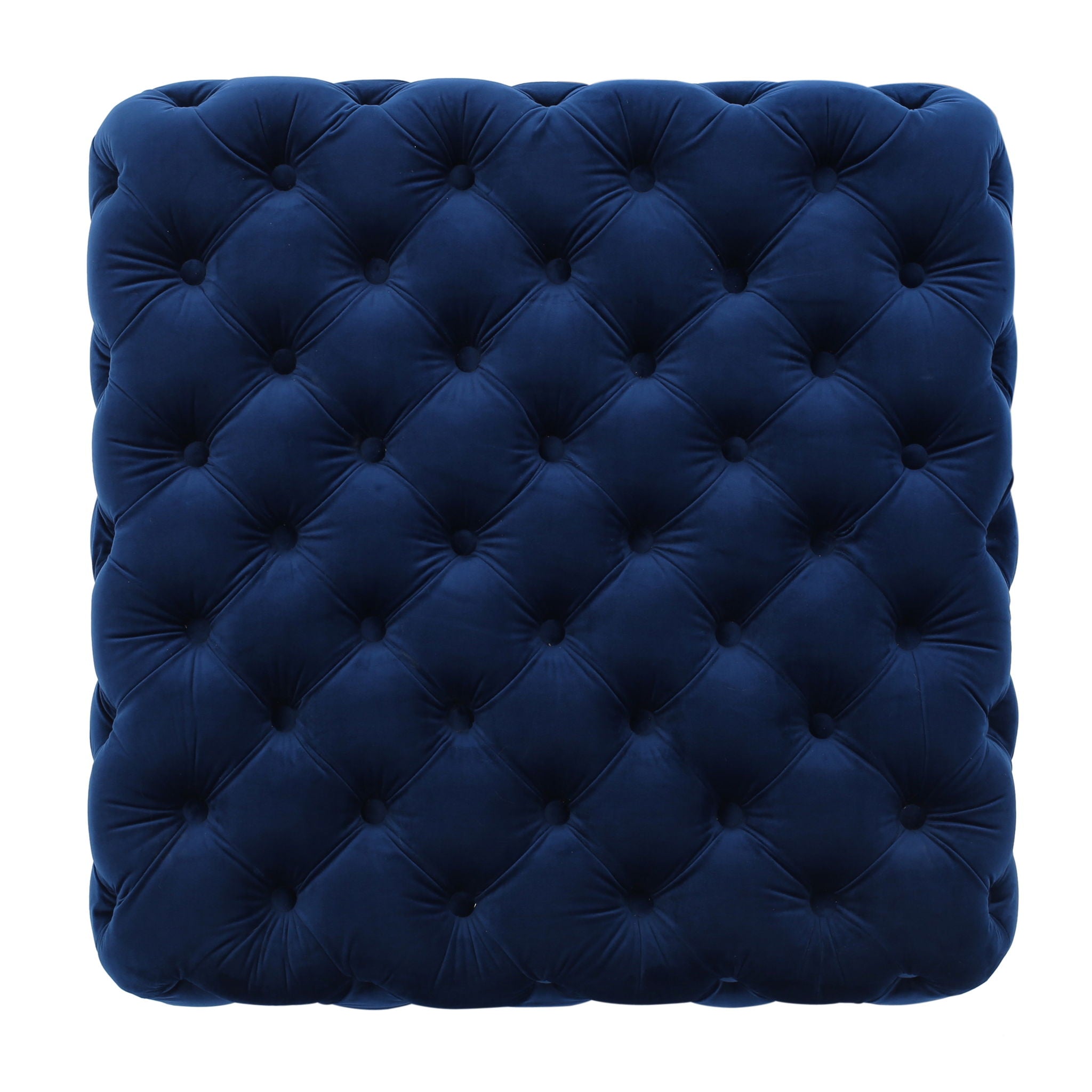 Modern Glam Ottoman With Velvet Upholstery And Button Tufted Design