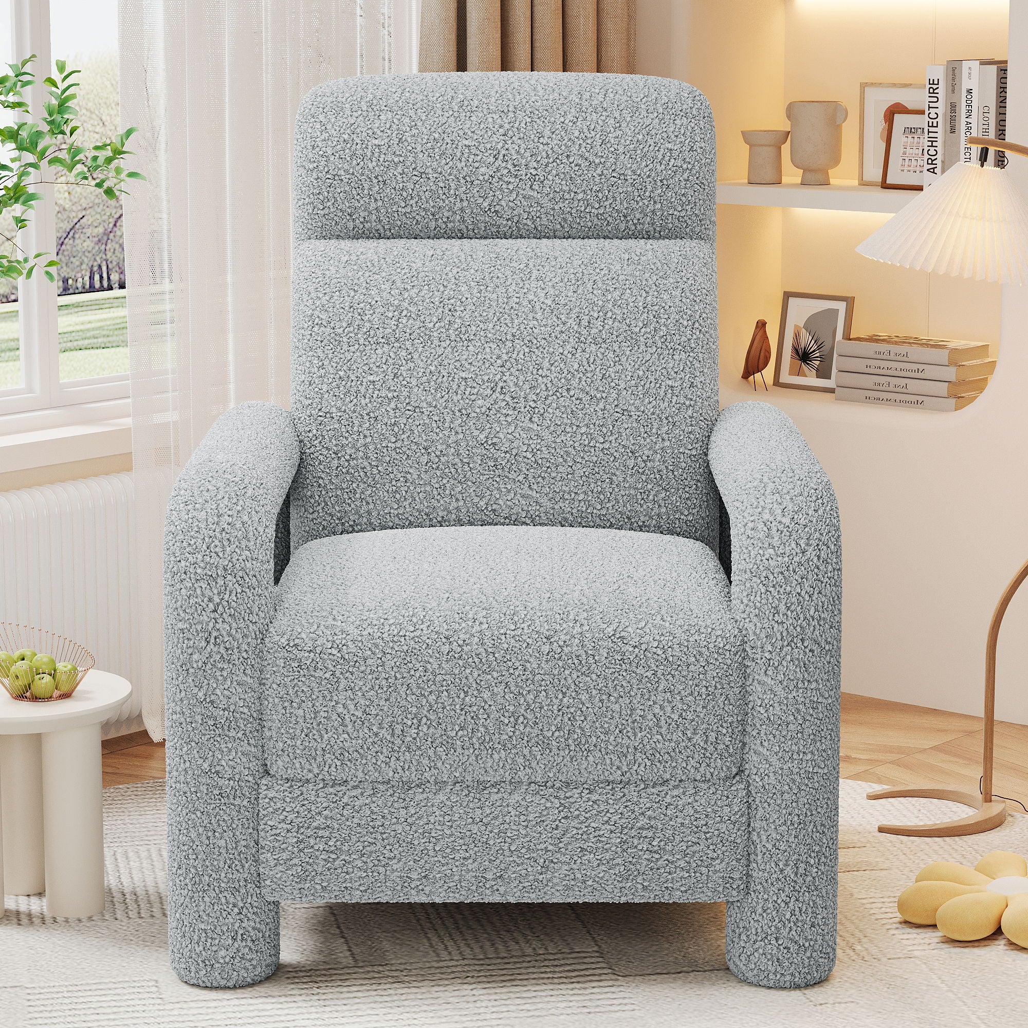 Push Back Recliner Armchair Upholstered Recliner Chair Single Sofa With Adjustable Backrest