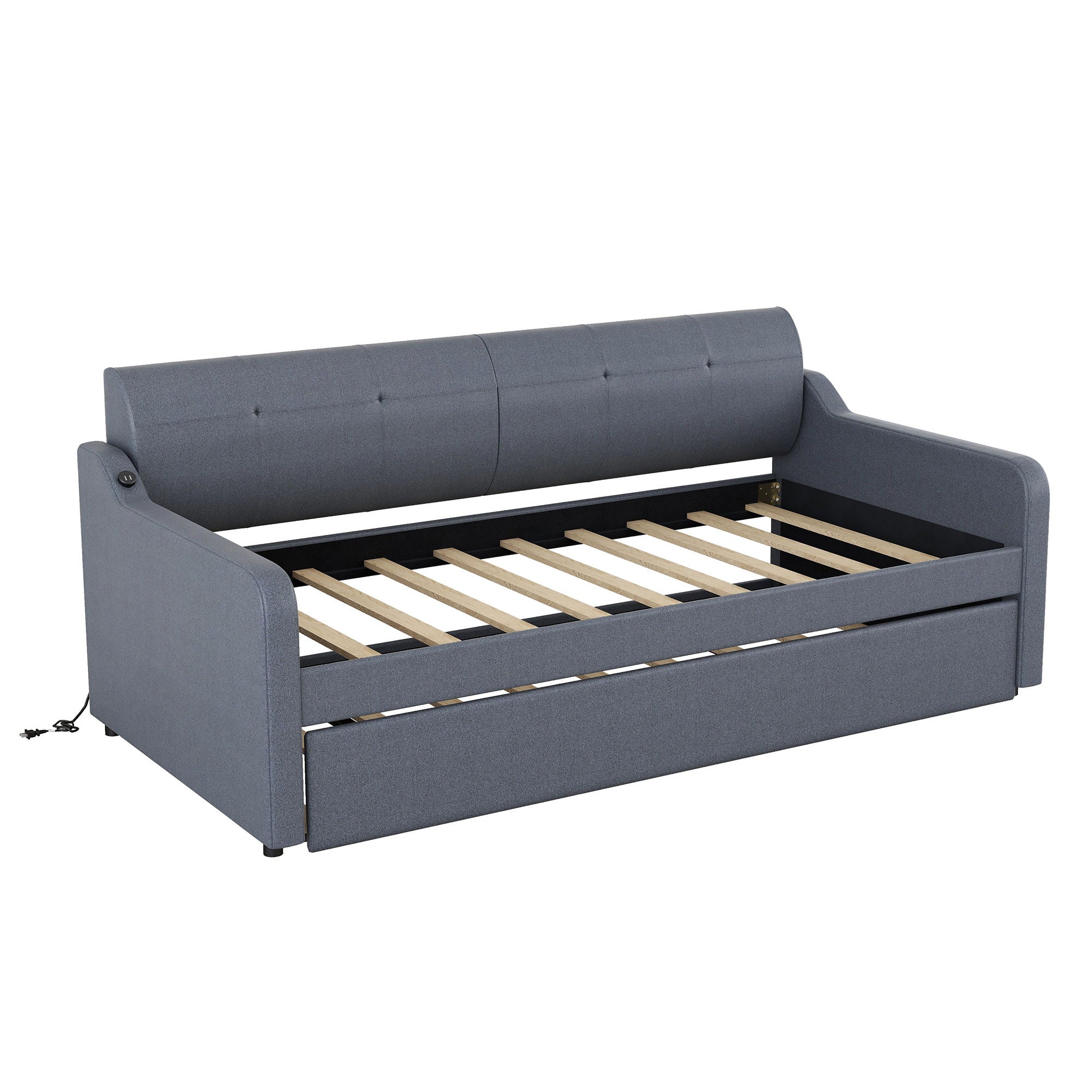 Upholstered Daybed With Trundle And USB Charging
