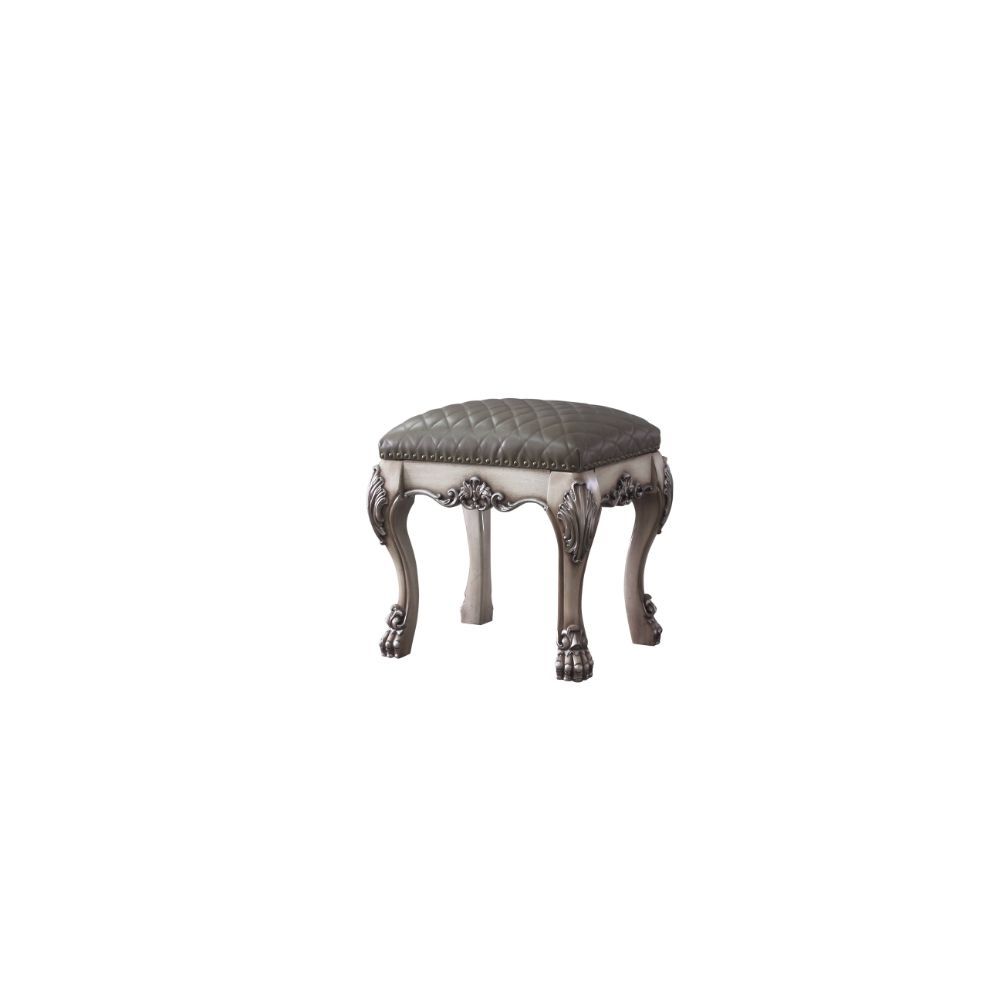 ACME Dresden - Vanity Stool - Vintage Bone White & PU | Meri Furniture