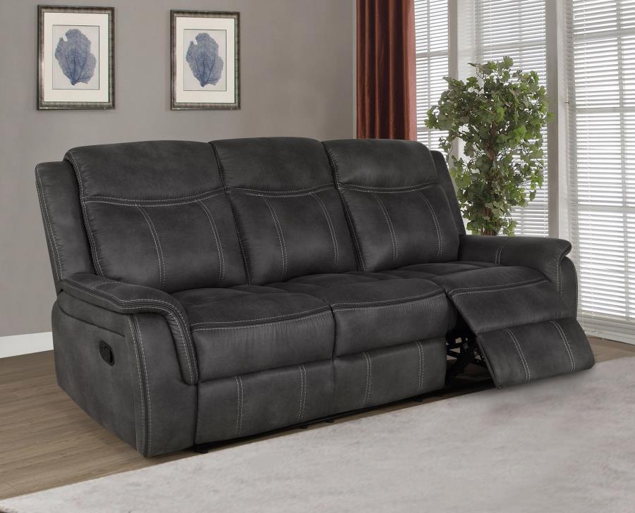Coaster Fine Furniture Lawrence - Upholstered Padded Arm Reclining Sofa - Charcoal | Meri Furniture