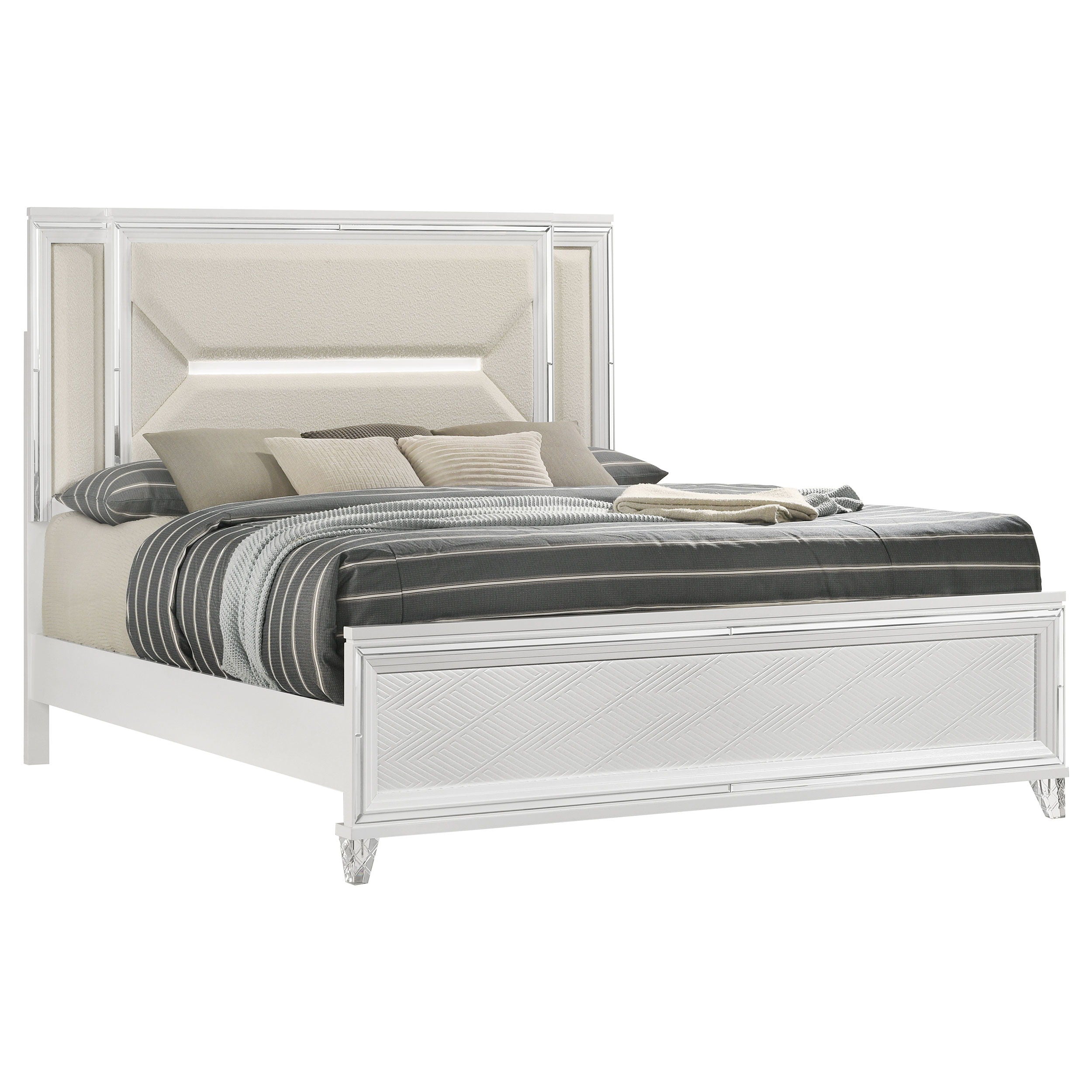 Coaster Fine Furniture Marmore - Panel Bed LED Headboard | Meri Furniture