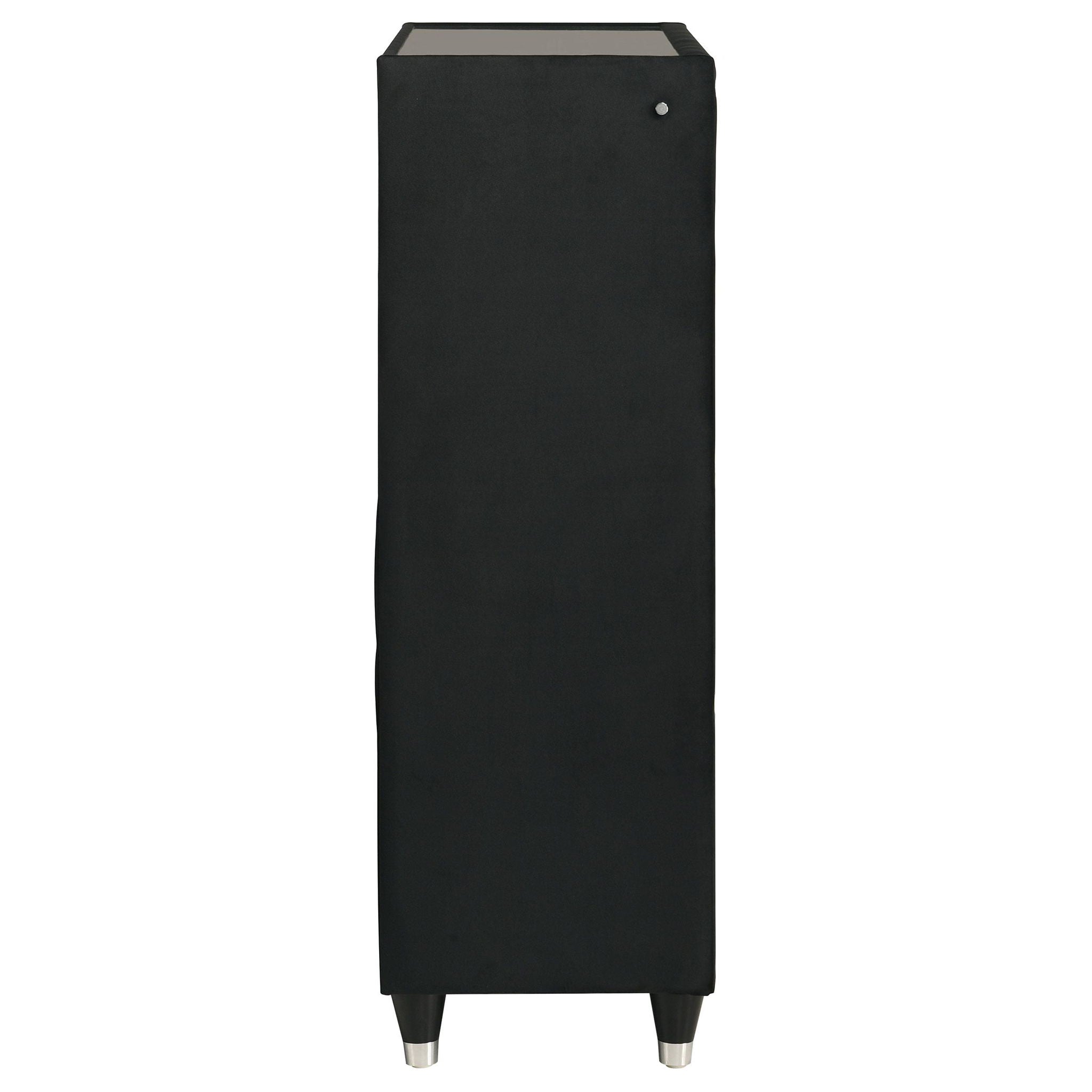 Ravenne 5-drawer Velvet Upholstered LED Chest of Drawers Black