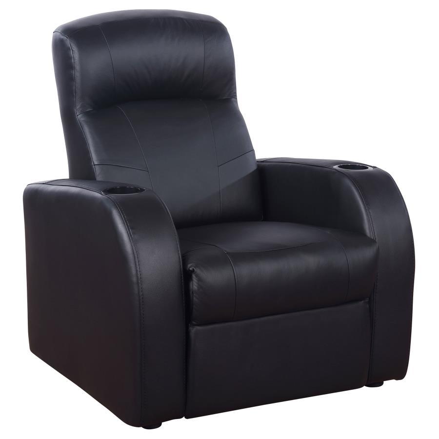 Coaster Fine Furniture Cyrus - Upholstered Track Arm Recliner - Black | Meri Furniture
