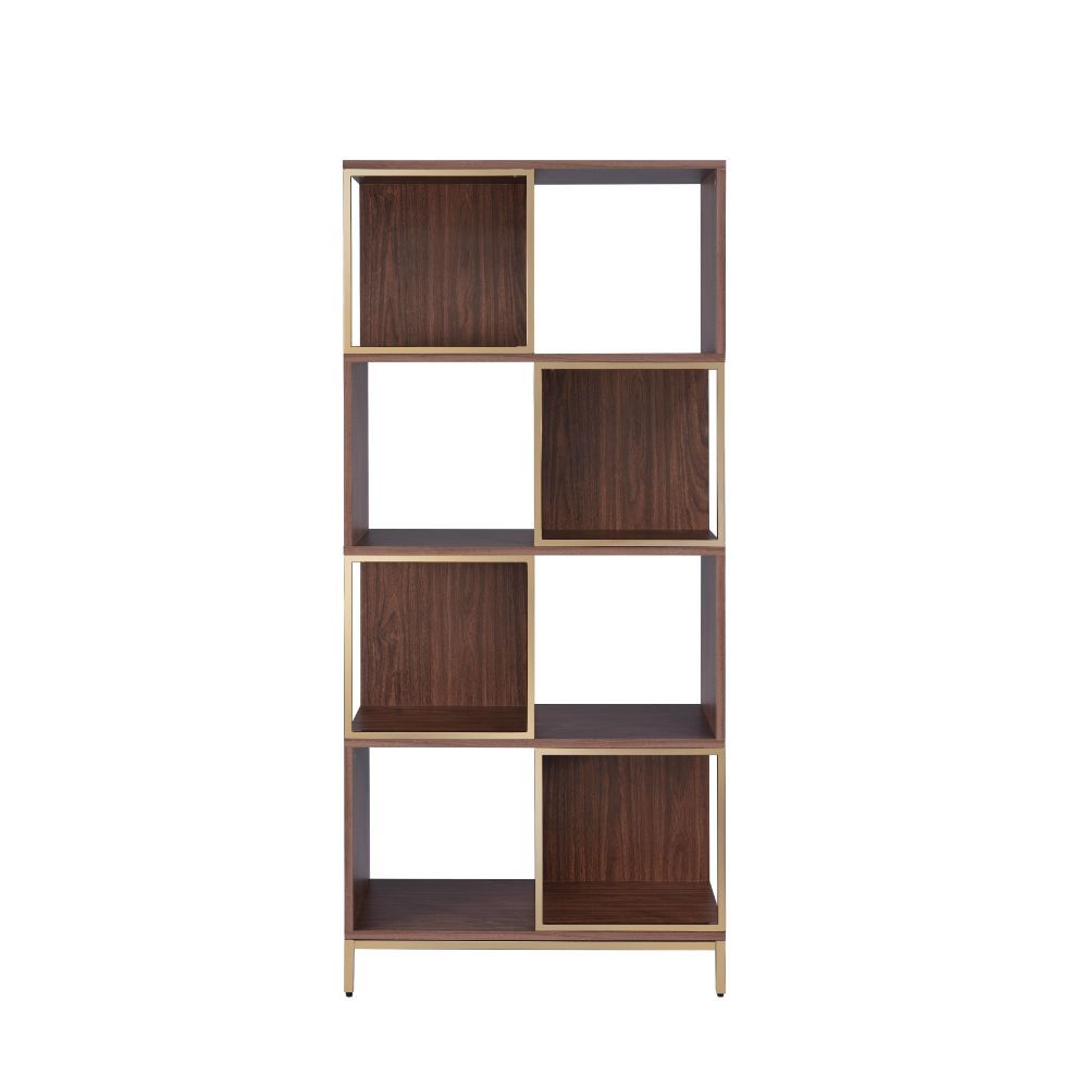 ACME Diwan - Bookshelf - Walnut & Champagne | Meri Furniture