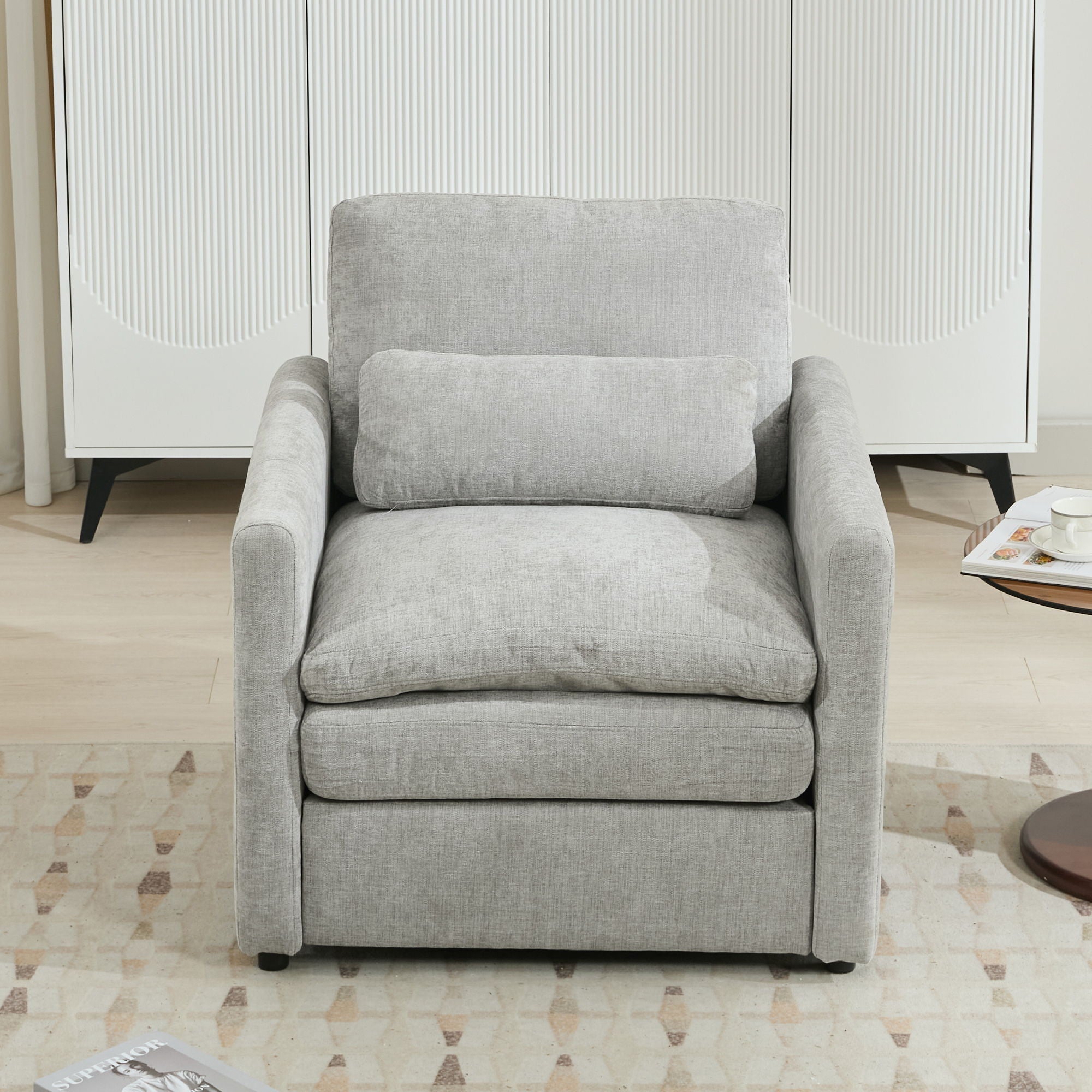 Cozy Upholstered Plush Cushion Armchair For Living Room