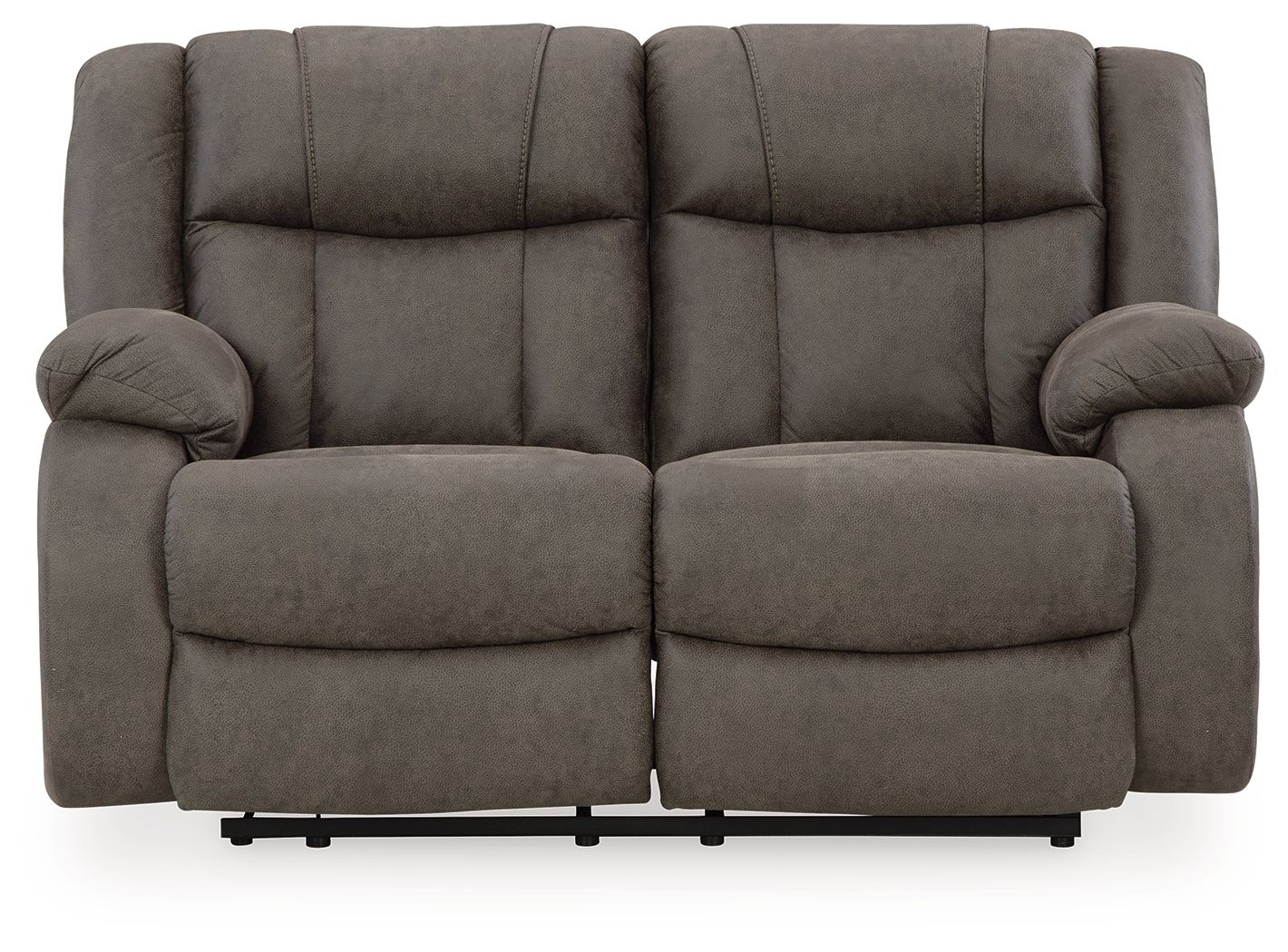 Signature Design by Ashley® First Base - Gunmetal - Reclining Loveseat | Meri Furniture