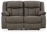 Signature Design by Ashley® First Base - Gunmetal - Reclining Loveseat | Meri Furniture