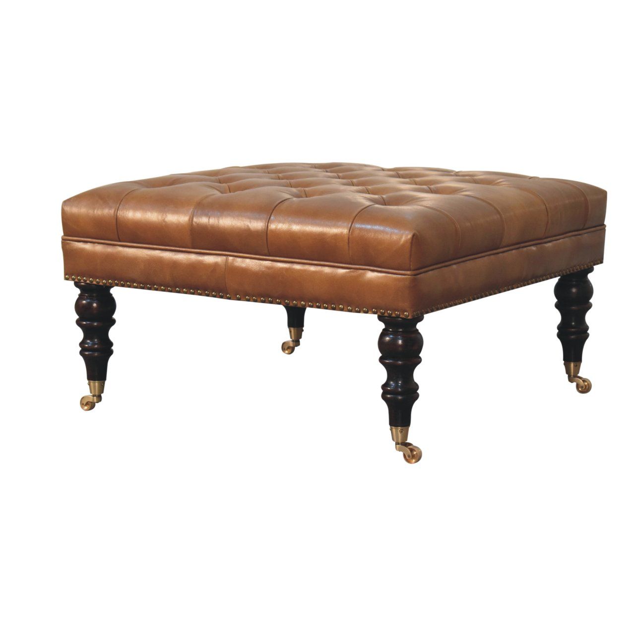 Buffalo - Leather Ottoman With Castor Legs