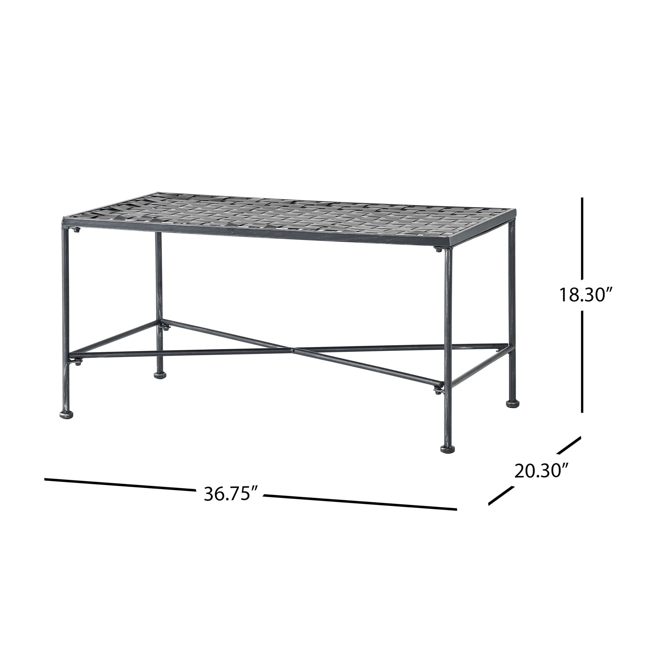 Luna - Outdoor Iron Coffee Table - Black Brush Silver