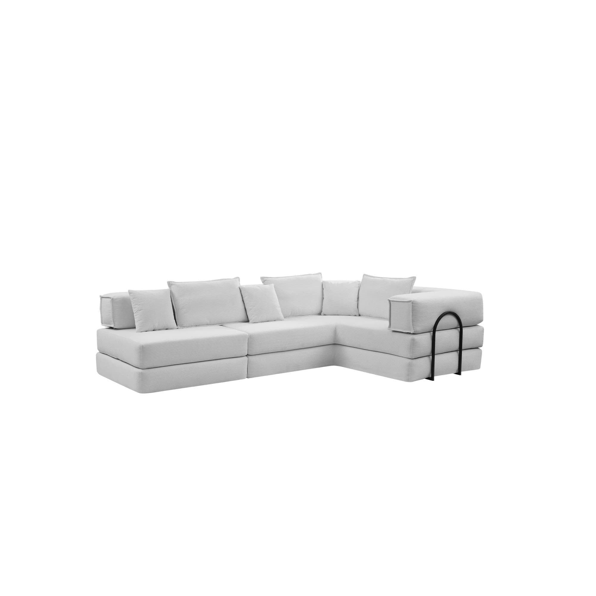 Modular L Shaped Floor Living Room Sofa Set With 6 Pillows