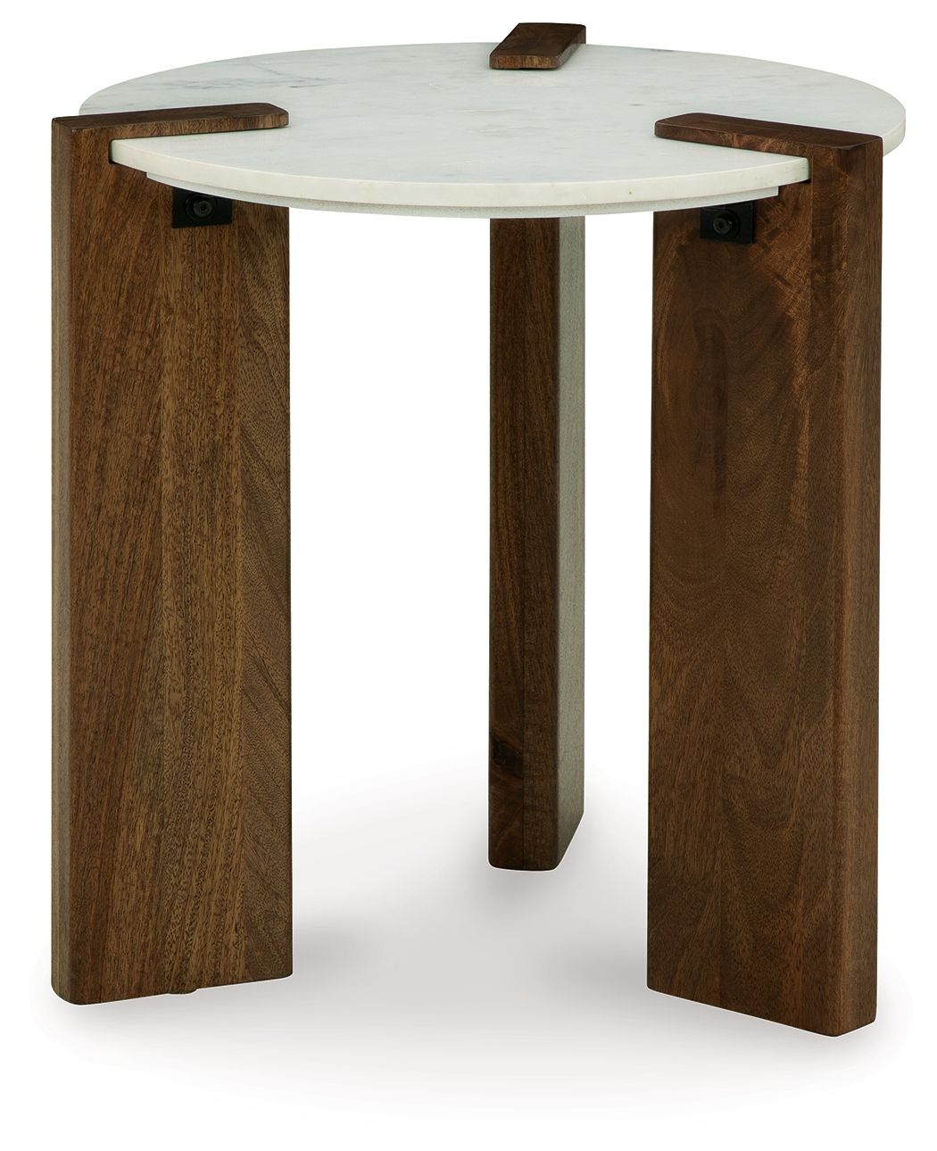 Signature Design by Ashley® Isanti - White / Brown - Round End Table | Meri Furniture