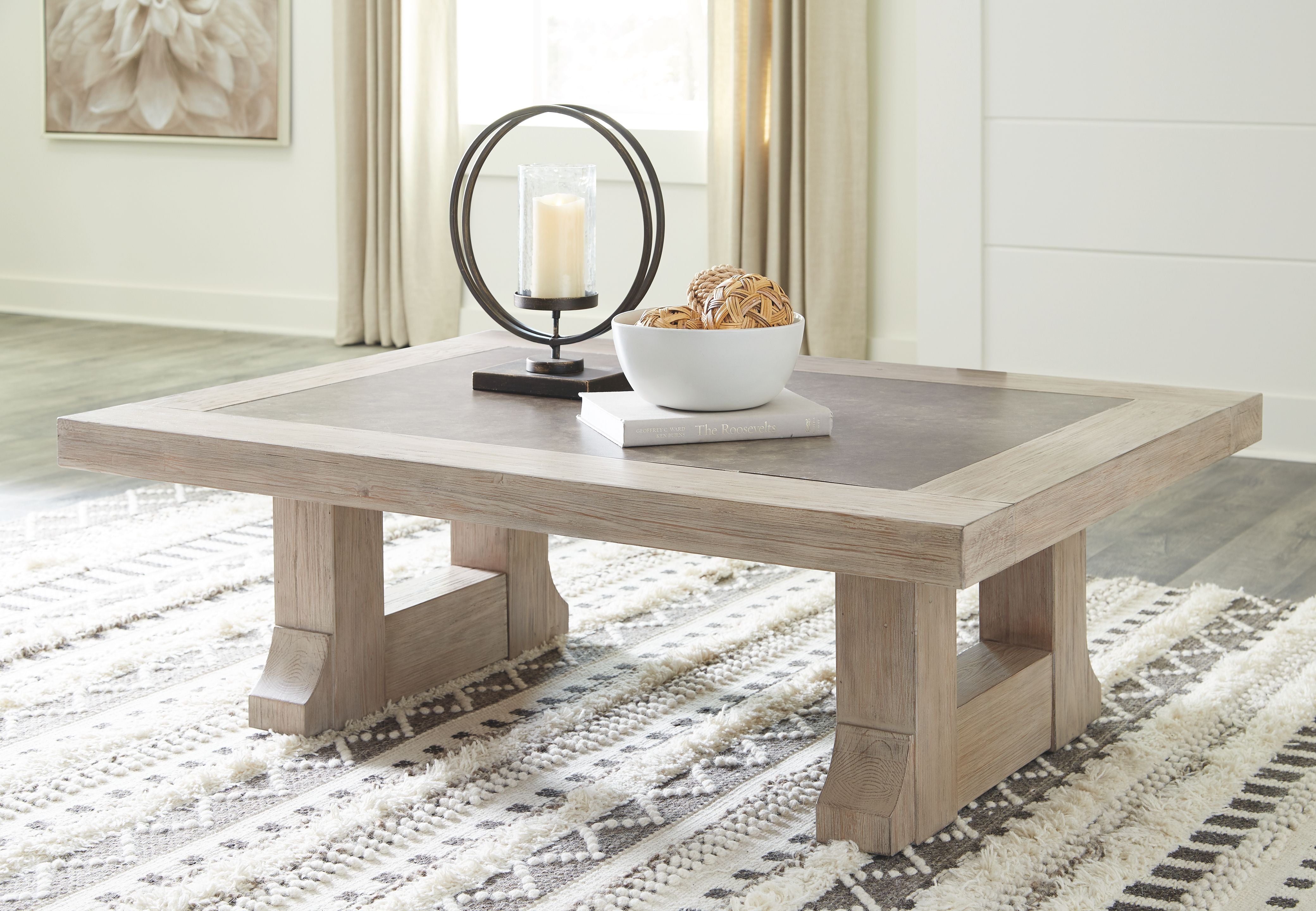 Ashley Furniture Hennington - Light Brown - Rectangular Cocktail Table | Meri Furniture