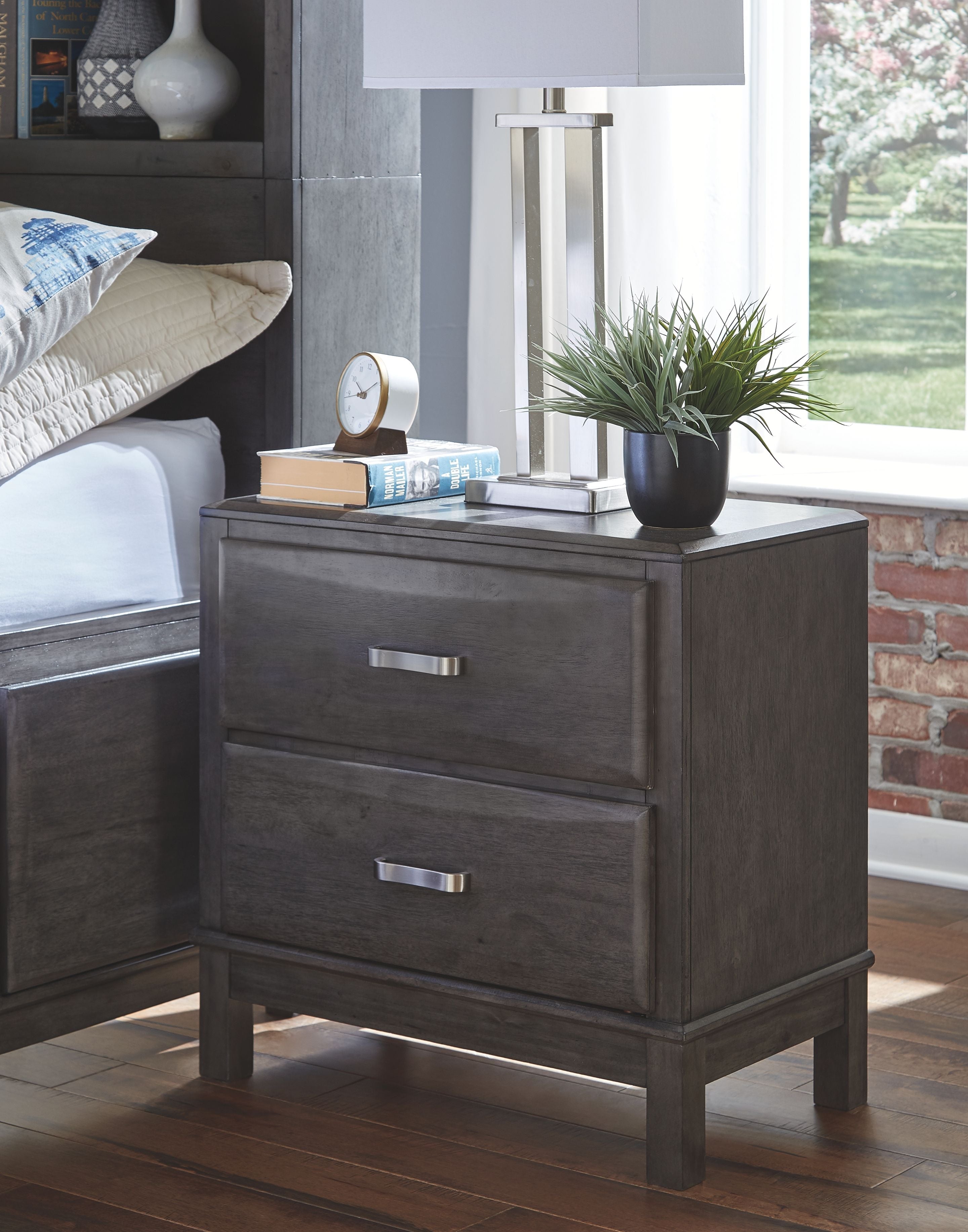 Ashley Furniture Caitbrook - Gray - Two Drawer Night Stand | Meri Furniture