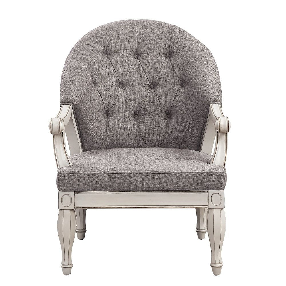 ACME Florian - Chair - Gray & Antique White | Meri Furniture