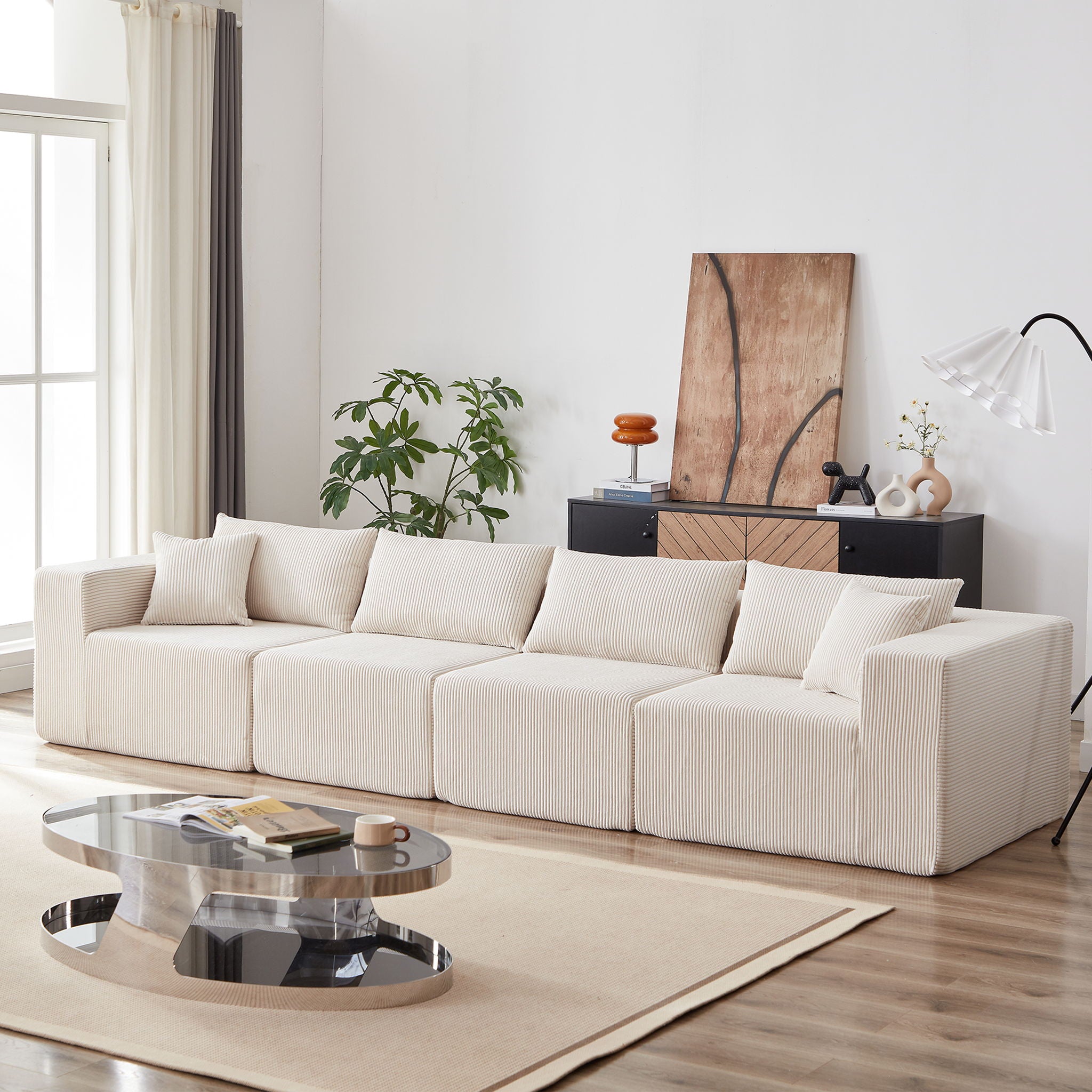 Modular L Shaped Sectional Compressed Sofa, Free Combination