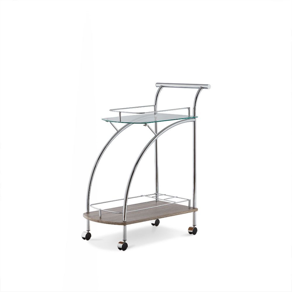 Badin - Serving Cart - Chrome & Clear Glass