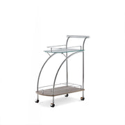 ACME Badin - Serving Cart - Chrome & Clear Glass | Meri Furniture