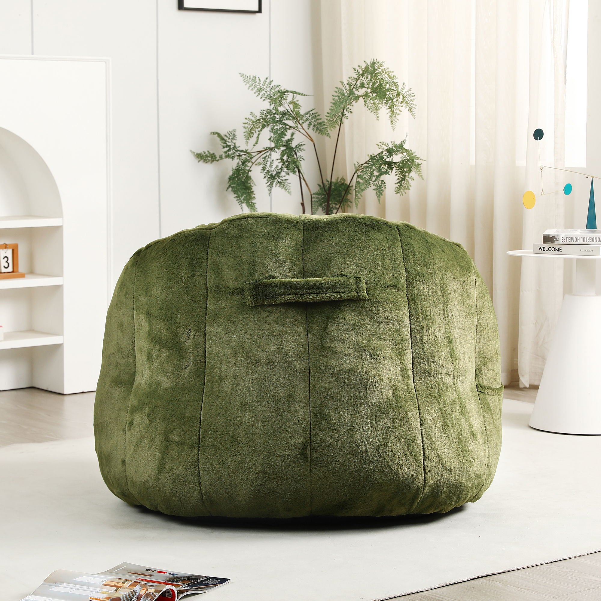 Beanbag Chair, Beanbag Sofa Chair With Armrests Stuffed High Density Foam