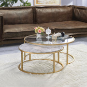 Shanish - Nesting Table Set - Faux Marble Top & Gold