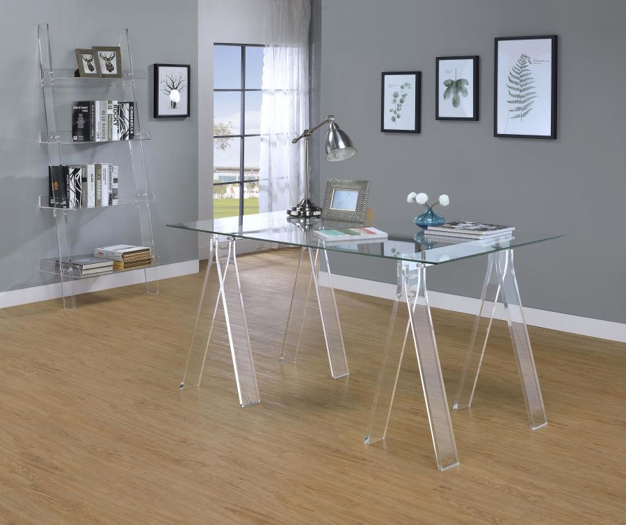 Coaster Fine Furniture Amaturo - 4-Shelf Acrylic Ladder Bookshelf - Clear | Meri Furniture