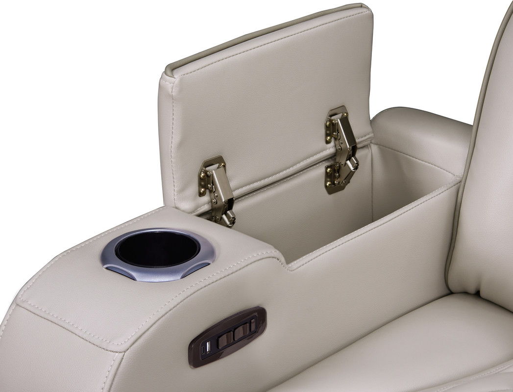 Jazz Ice Leather Aire Transformer Power Reclining Sofa & Loveseat Living Room Set with Power Headrest, Bluetooth Speakers, LED Lights, Wireless Charging Drop-Down Table, USB & USB-C Ports, Storage & Cupholders