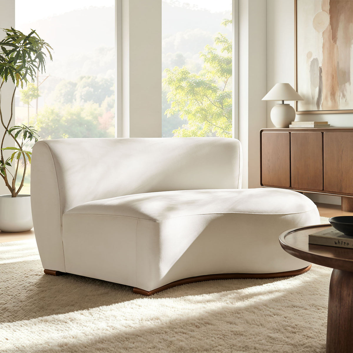 Rialta Curved Right-Arm Performance Velvet Sectional Loveseat by Modway