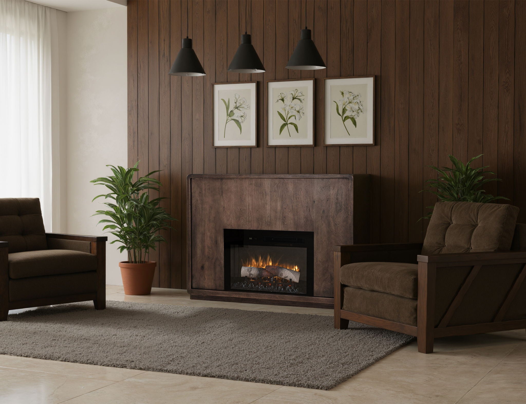 26" Electric Fireplace - Black / Cristal