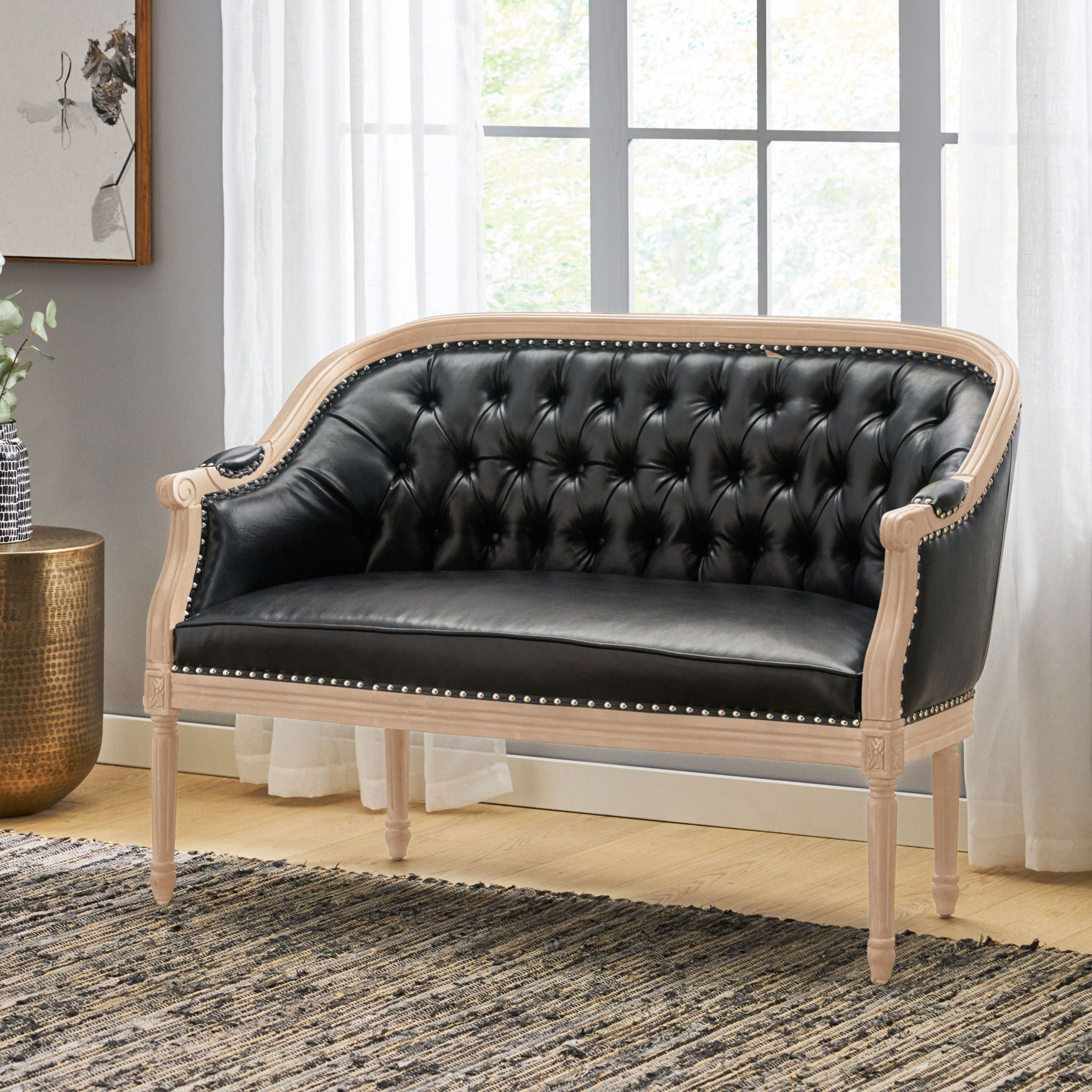 French Country Chesterfield Style Tufted Loveseat