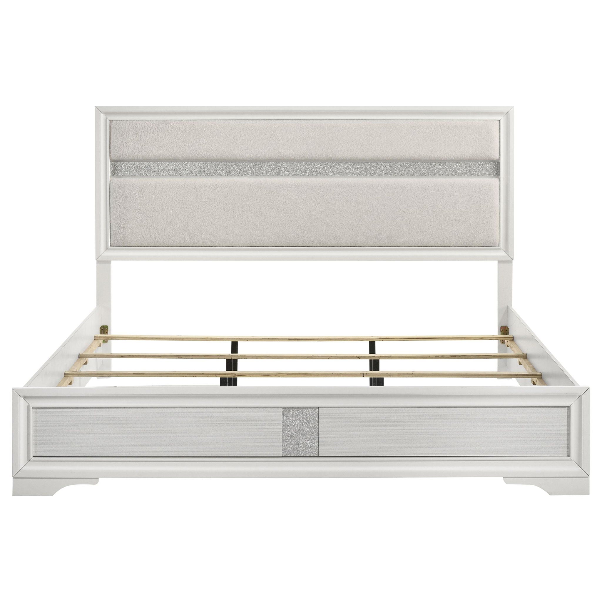 Miranda 54-inch Upholstered Eastern King Panel Bed White